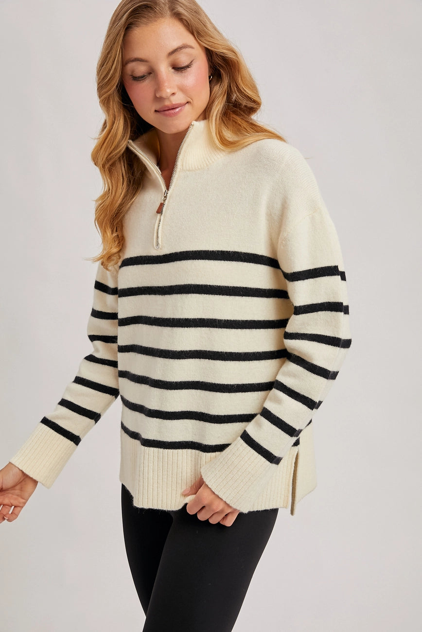 Ivory Quarter Zip Up Pullover
