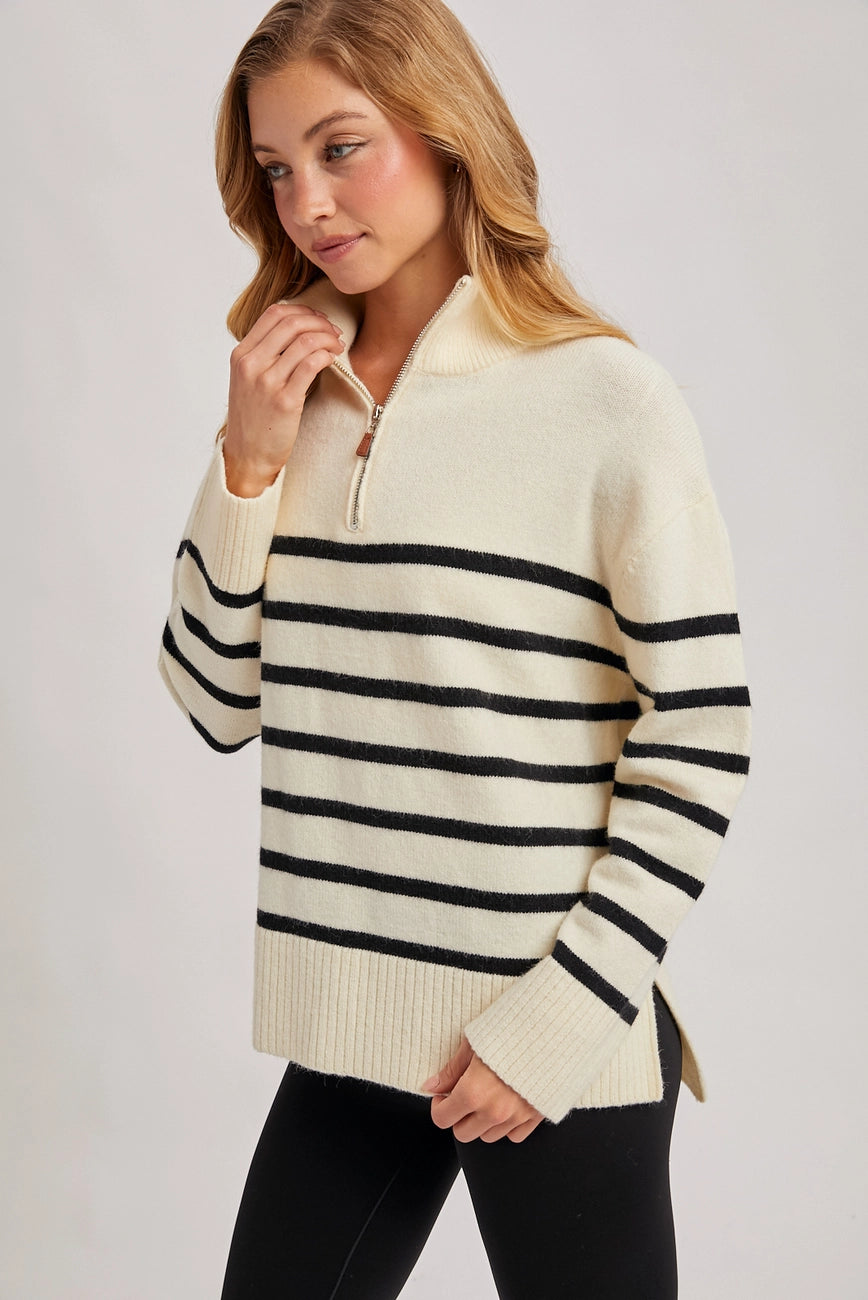 Ivory Quarter Zip Up Pullover