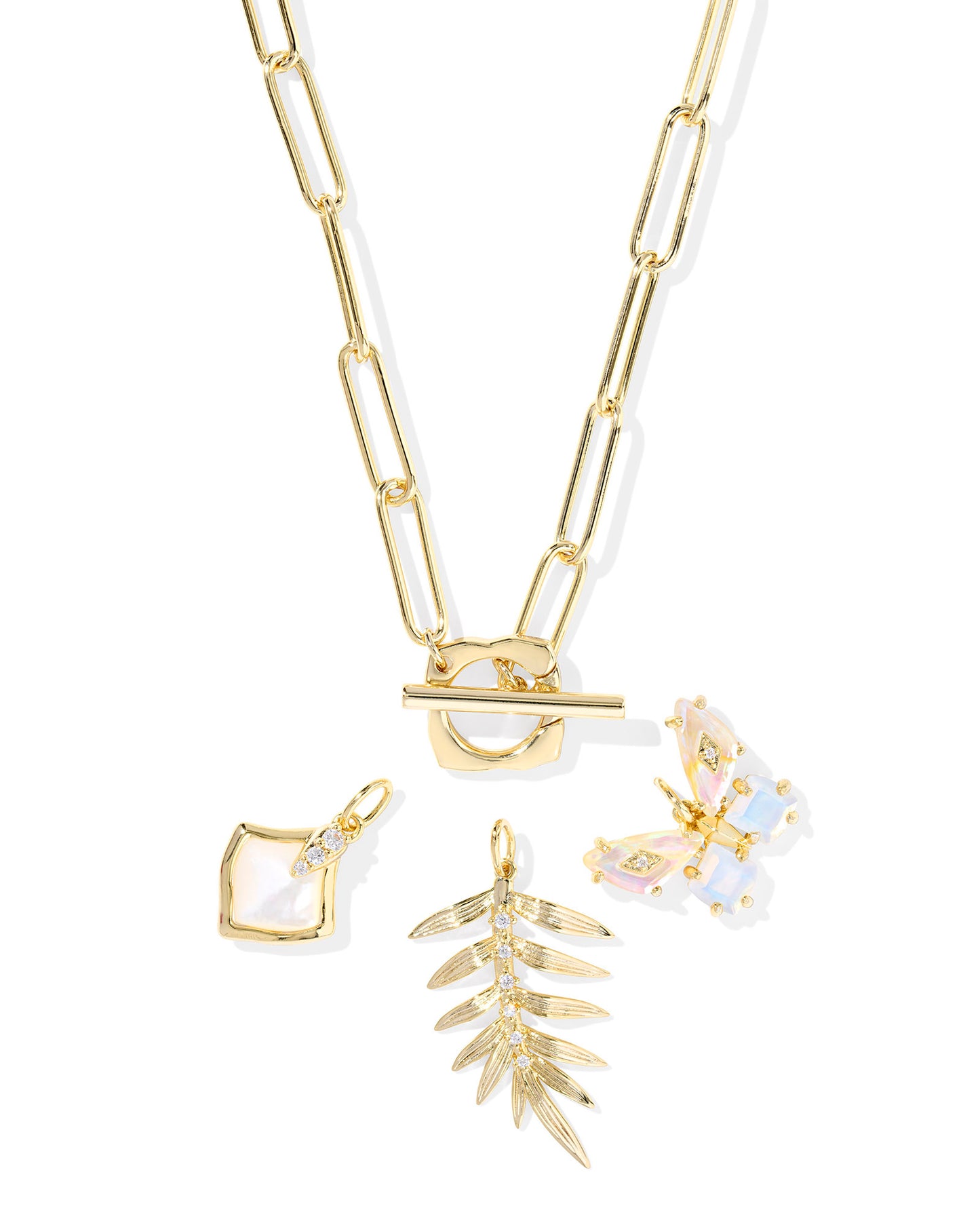 Kendra Scott Bianca Butterfly Charm Necklace Gold Iridescent White Mix