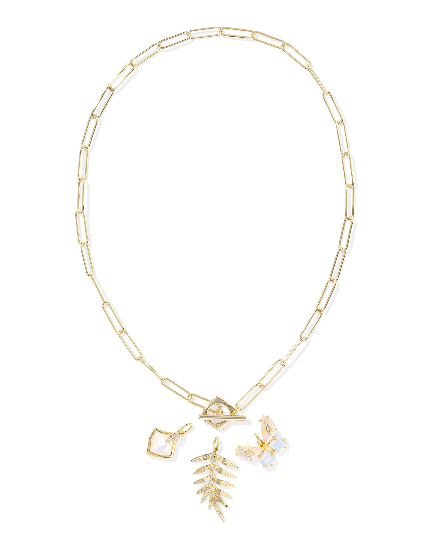 Kendra Scott Bianca Butterfly Charm Necklace Gold Iridescent White Mix