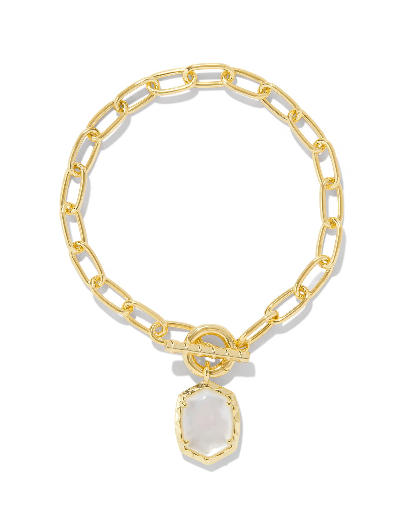 Kendra Scott Daphne Gold Link Chain Bracelet In Ivory Mother Of Pearl