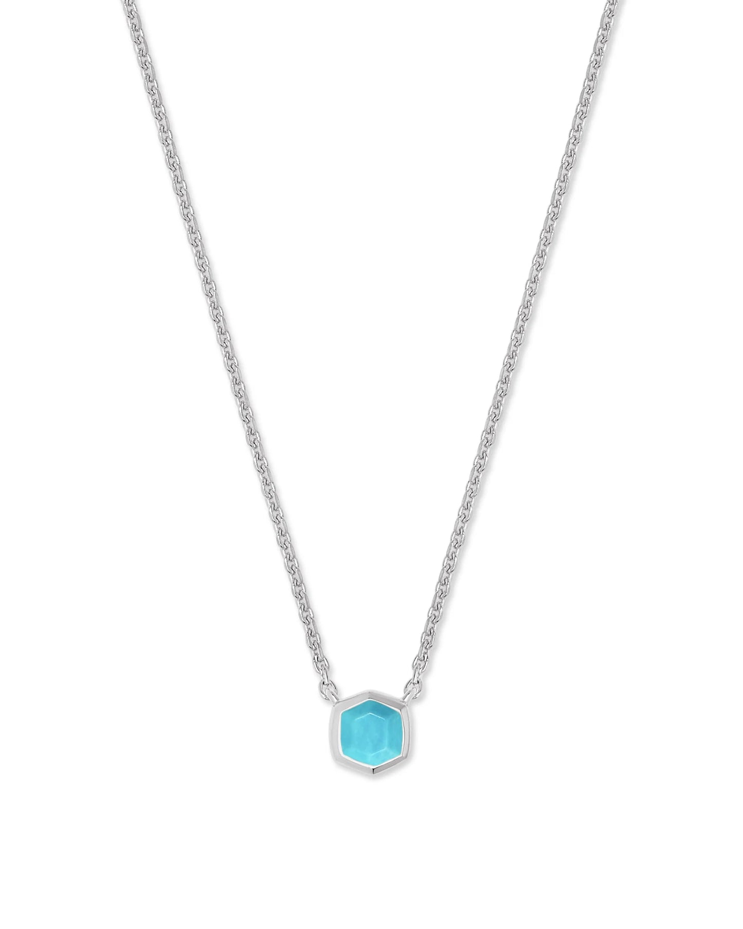 Kendra Scott Davie Pendant Necklace Sterling Silver Turquoise