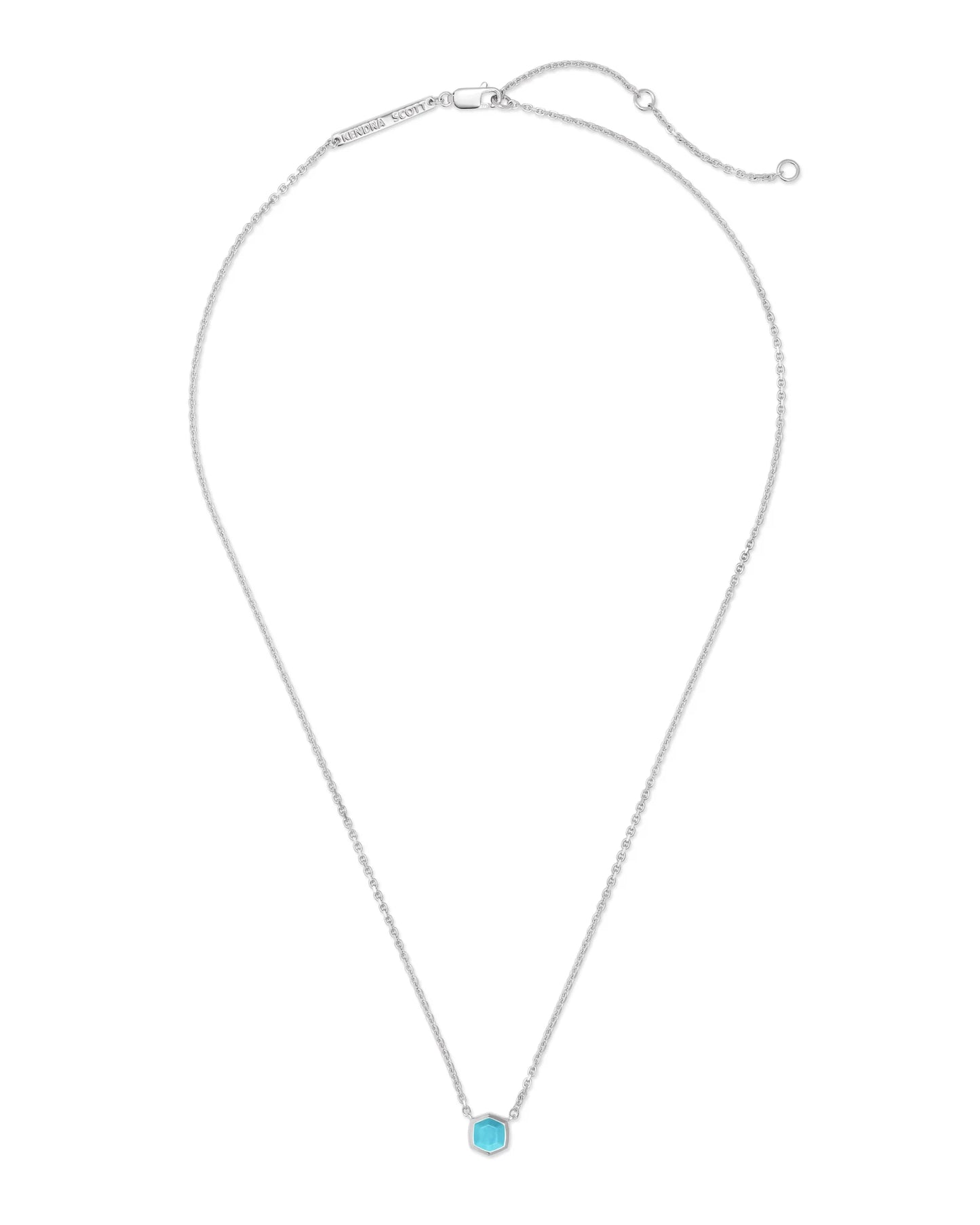 Kendra Scott Davie Pendant Necklace Sterling Silver Turquoise