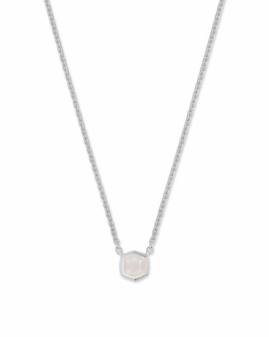 Kendra Scott Davie Sterling Silver Pendant Necklace in Rainbow Moonstone