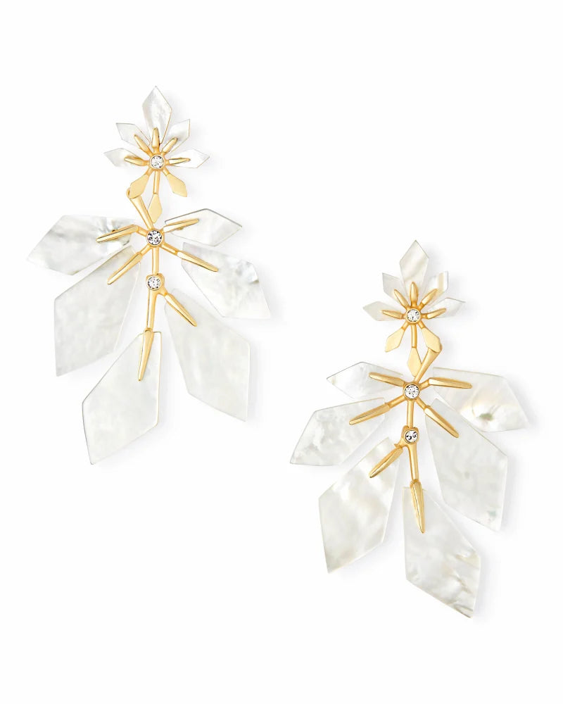 Kendra Scott Jaylin Statement Earring Gold Ivory Mother Of Pearl