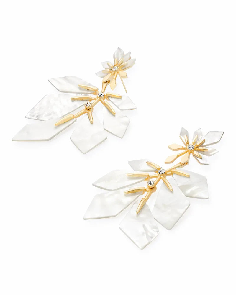 Kendra Scott Jaylin Statement Earring Gold Ivory Mother Of Pearl