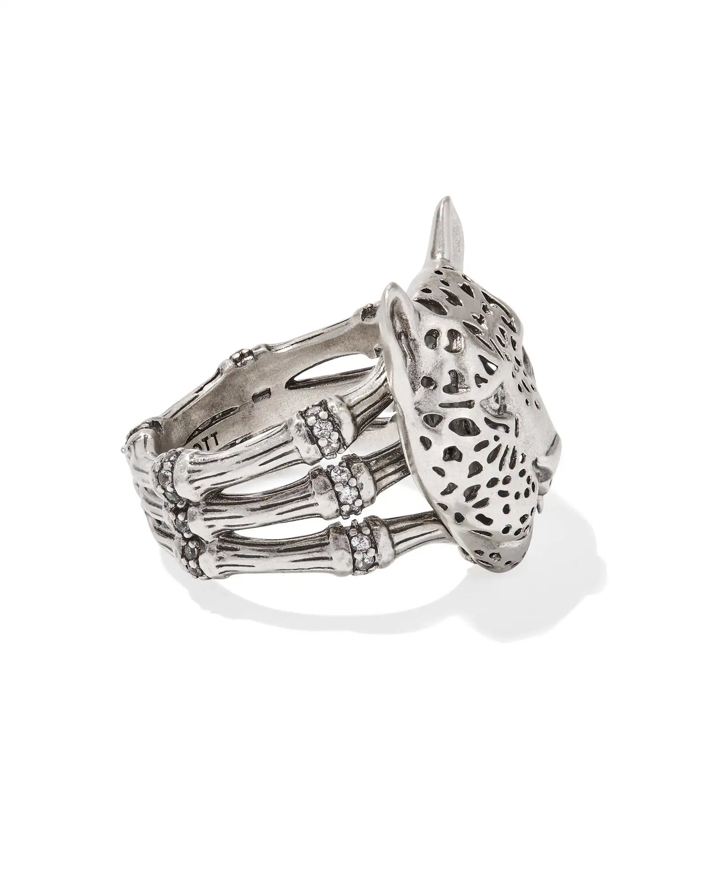 Kendra Scott Maura Vintage Silver Jaguar Statement Ring in Variegated Indigo Magnesite