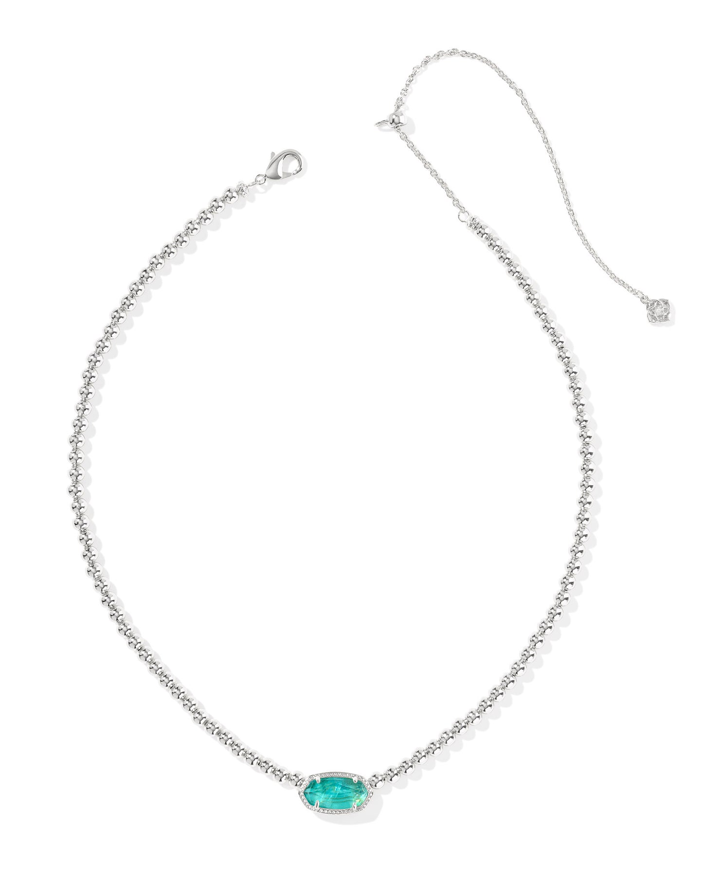 Kendra Scott Elisa Beaded Necklace Silver Bright Aqua IIlusion