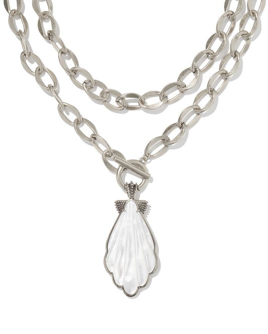 Kendra Scott Alexa Statement Necklace Vintage Silver Ivory Mother of Pearl