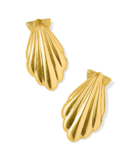 Kendra Scott Alexa Metal Statement Earrings Vintage Gold