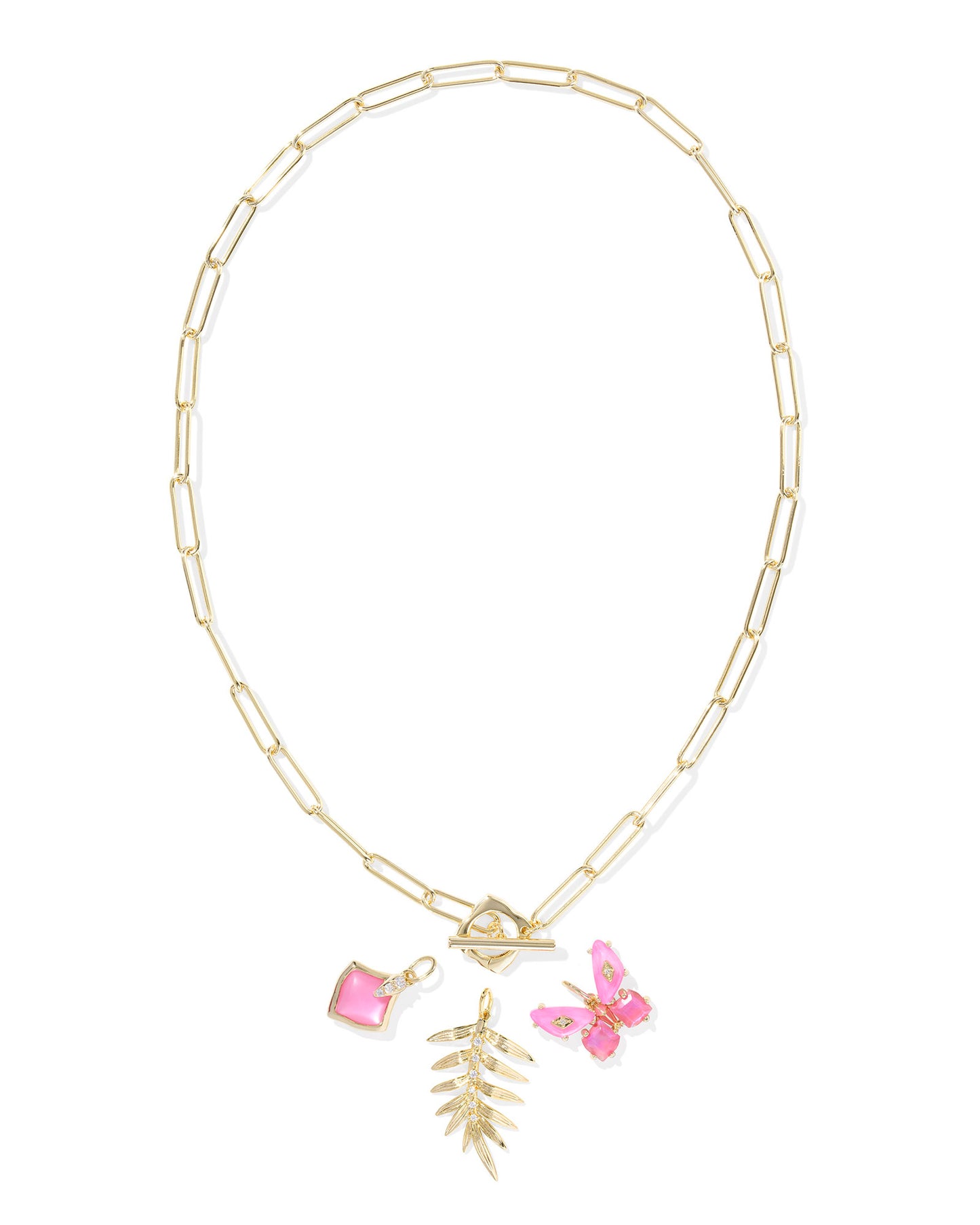 Kendra Scott Bianca Butterfly Charm Necklace Gold Pink Mix