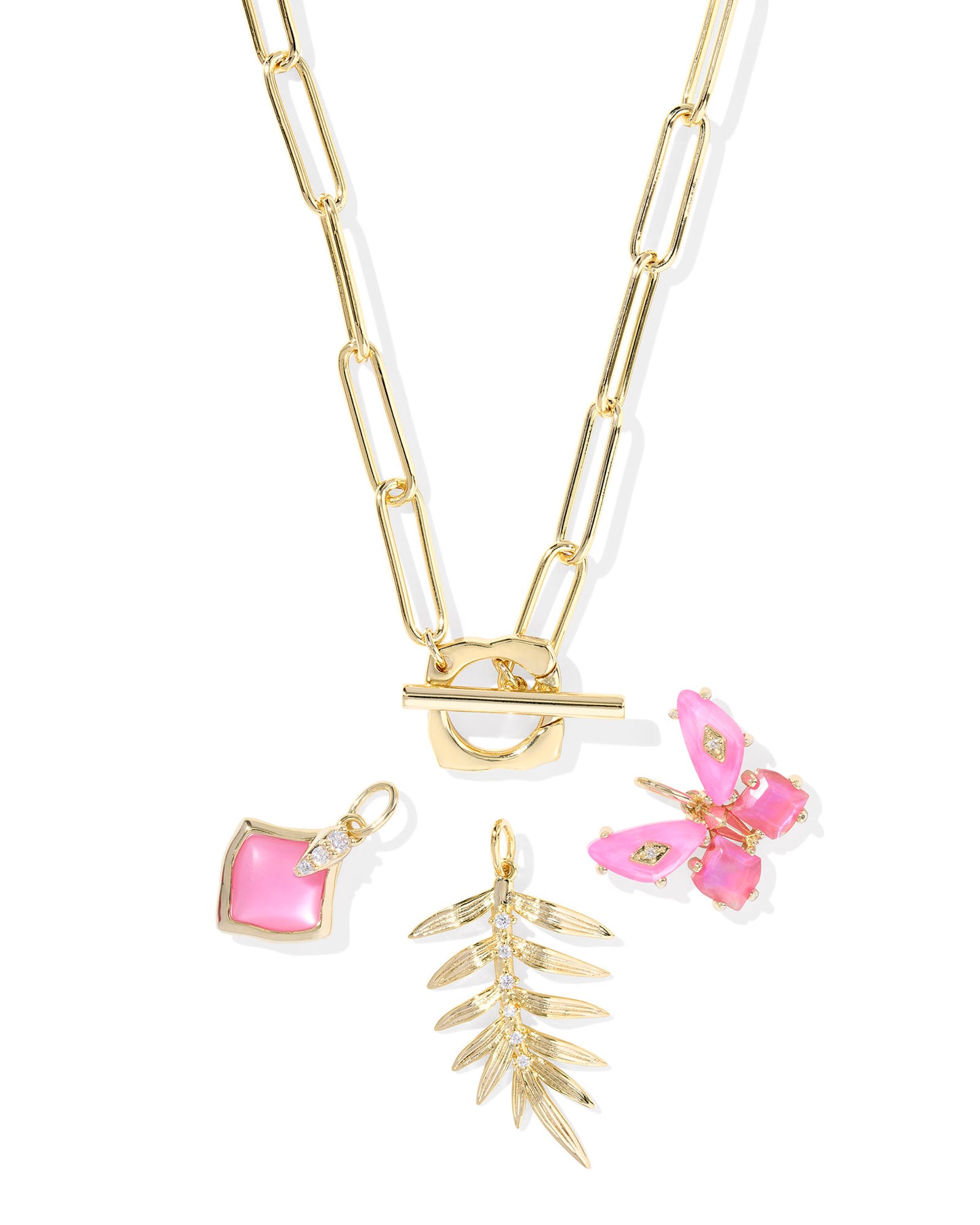 Kendra Scott Bianca Butterfly Charm Necklace Gold Pink Mix