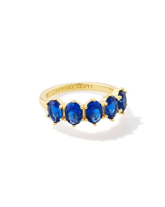 Kendra Scott Cailin Crystal Band Ring Gold Blue Crystal