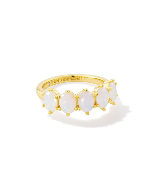 Kendra Scott Cailin Crystal Band Ring Gold Champagne Opal Crystal