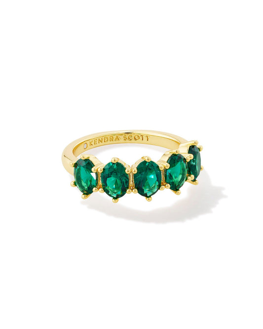 Kendra Scott Cailin Crystal Band Ring Gold Green Crystal