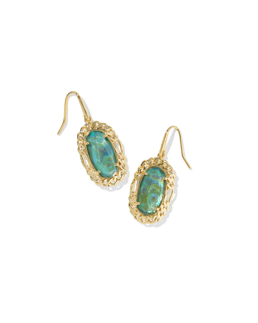 Kendra Scott Dani Figaro Frame Drop Earrings Gold Deep Aqua Illusion