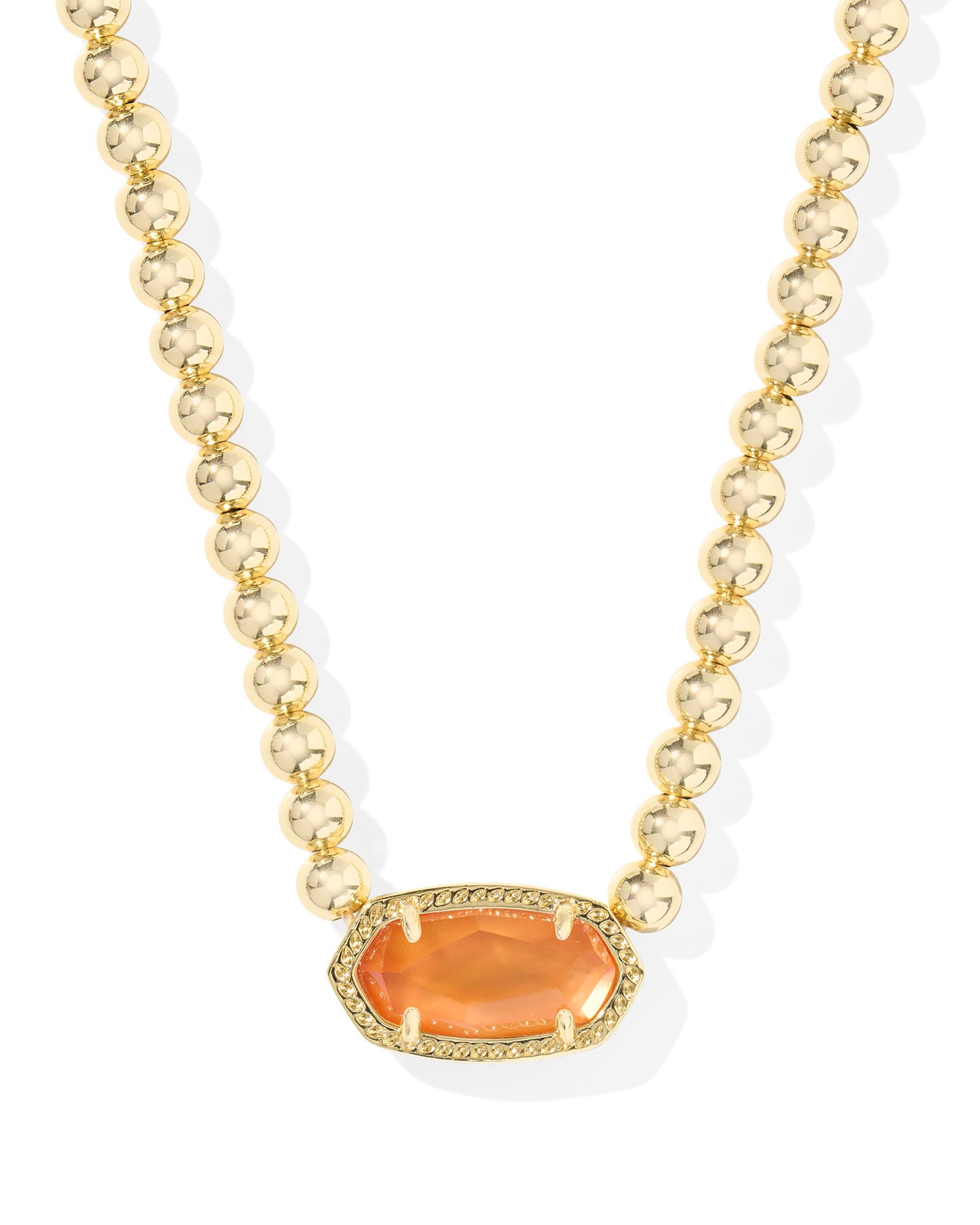 Kendra Scott Elisa Beaded Necklace Gold Papaya Mother Of Pearl