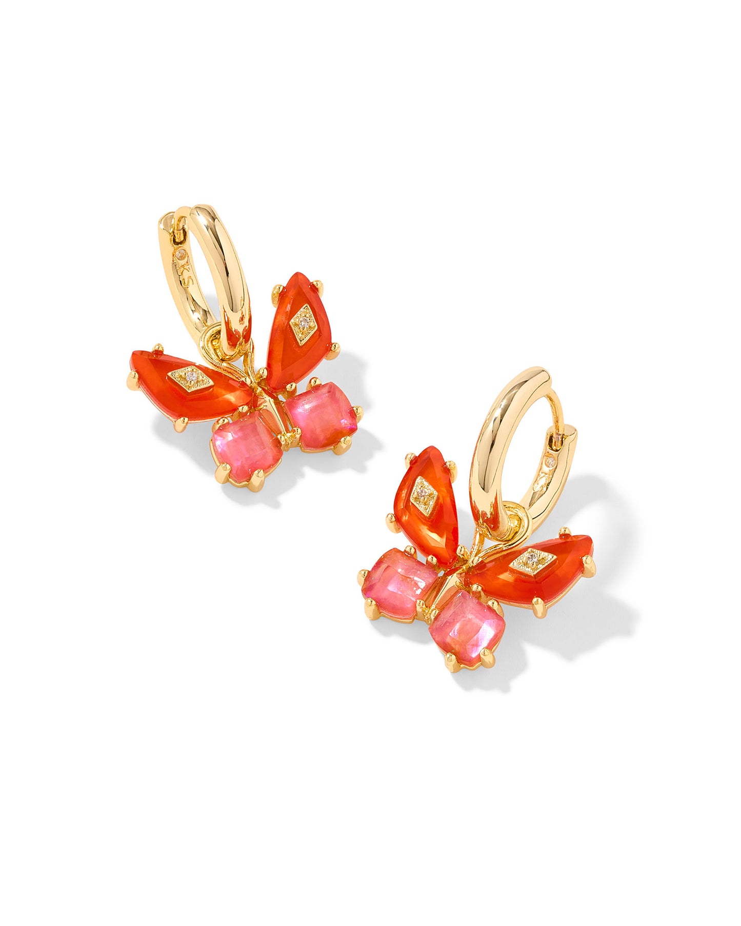 Kendra Scott Bianca Butterfly Huggie Earrings Gold Orange Mix