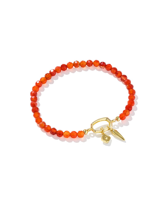 Kendra Scott Sylvia Stretch Bracelet Gold Orange Banded Agate
