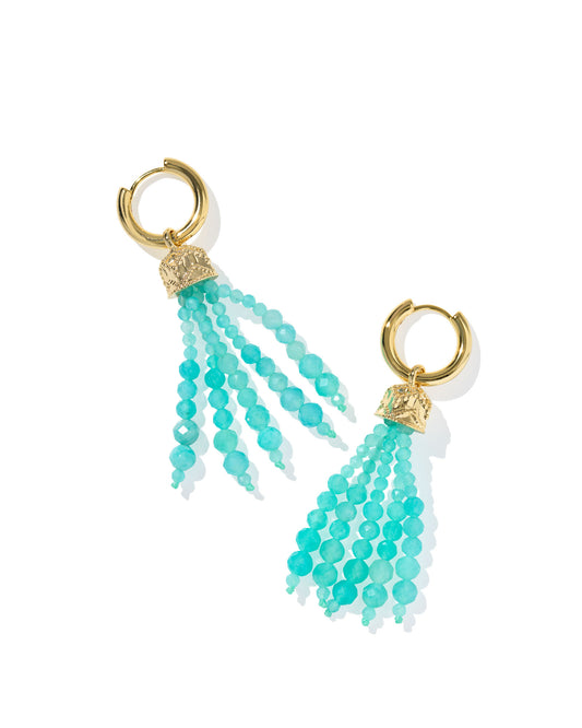 Kendra Scott Sylvia Huggie Earrings Gold Teal Amazonite