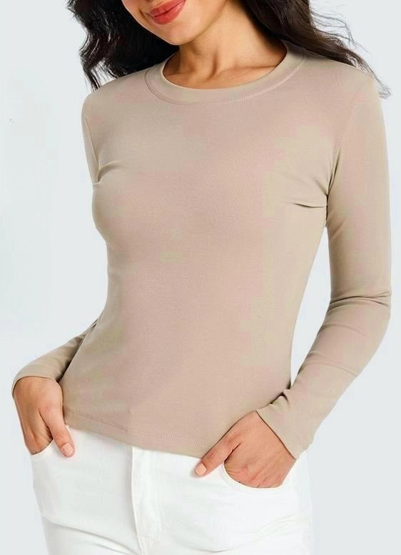 Khaki Basic Long Sleeve T-Shirt