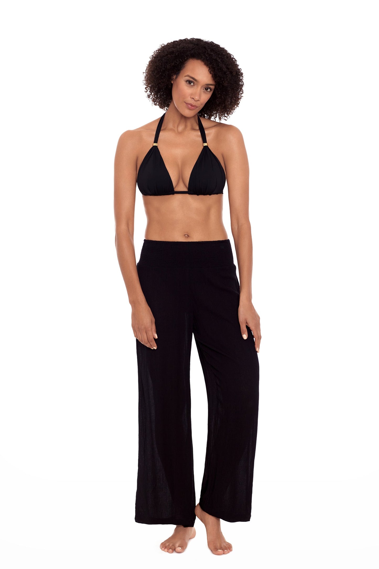 Lauren Ralph Lauren Black Smocked Waist Pant