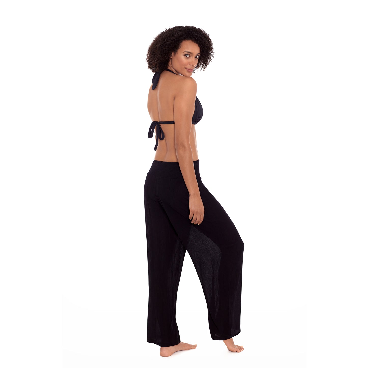 Lauren Ralph Lauren Black Smocked Waist Pant