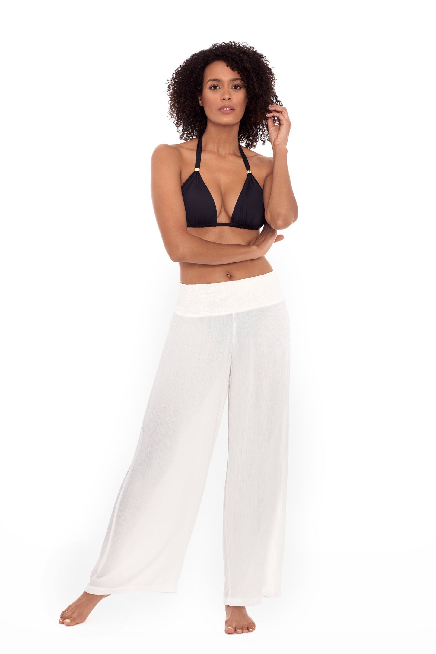 Lauren Ralph Lauren White Smocked Waist Pant
