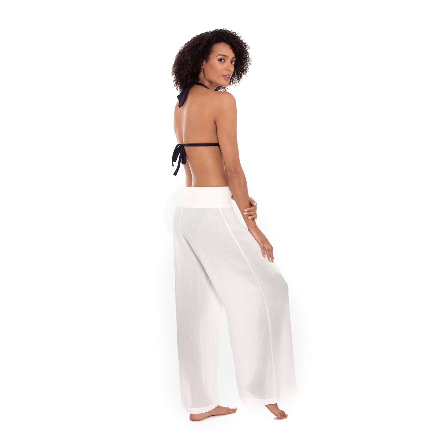 Lauren Ralph Lauren White Smocked Waist Pant