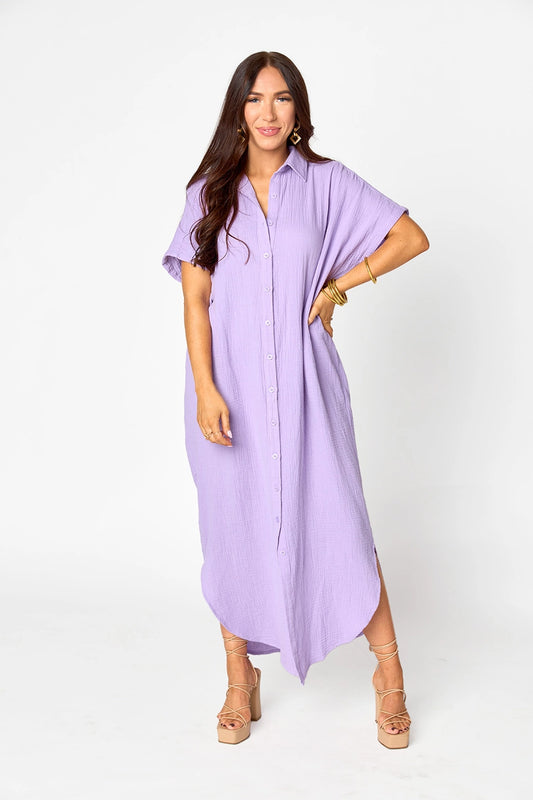 Carmen Lavender Caftan Cover Up Maxi Dress