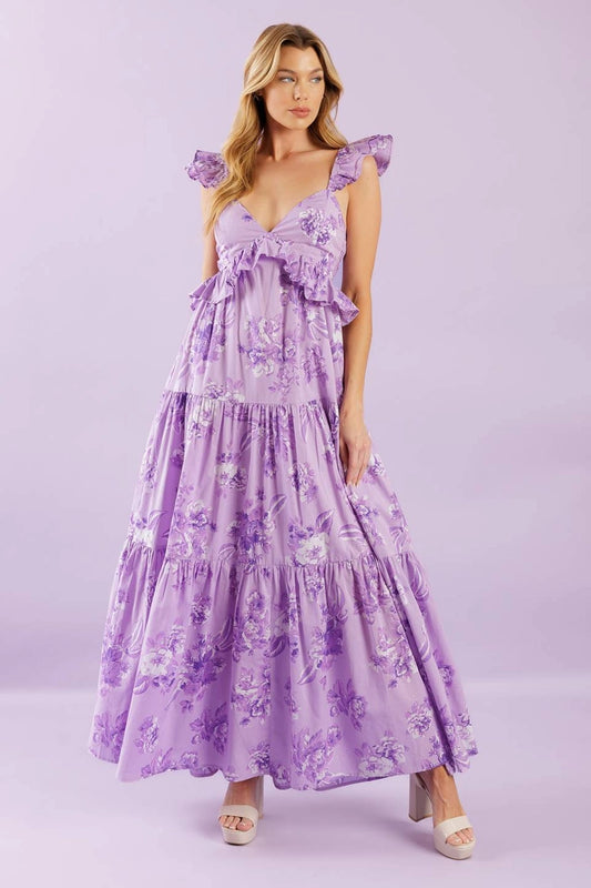 Lavender Floral Print Dress