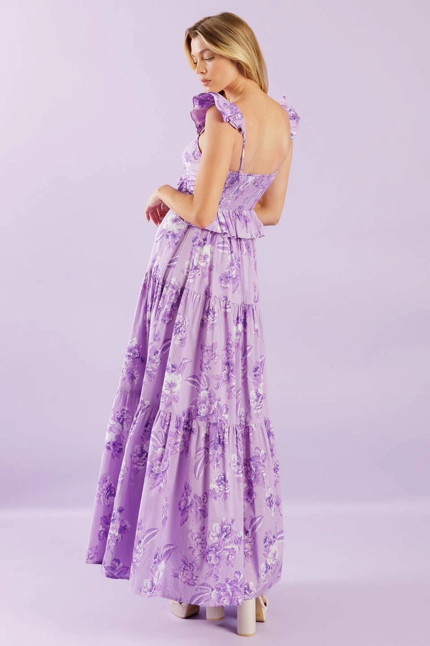 Lavender Floral Print Dress