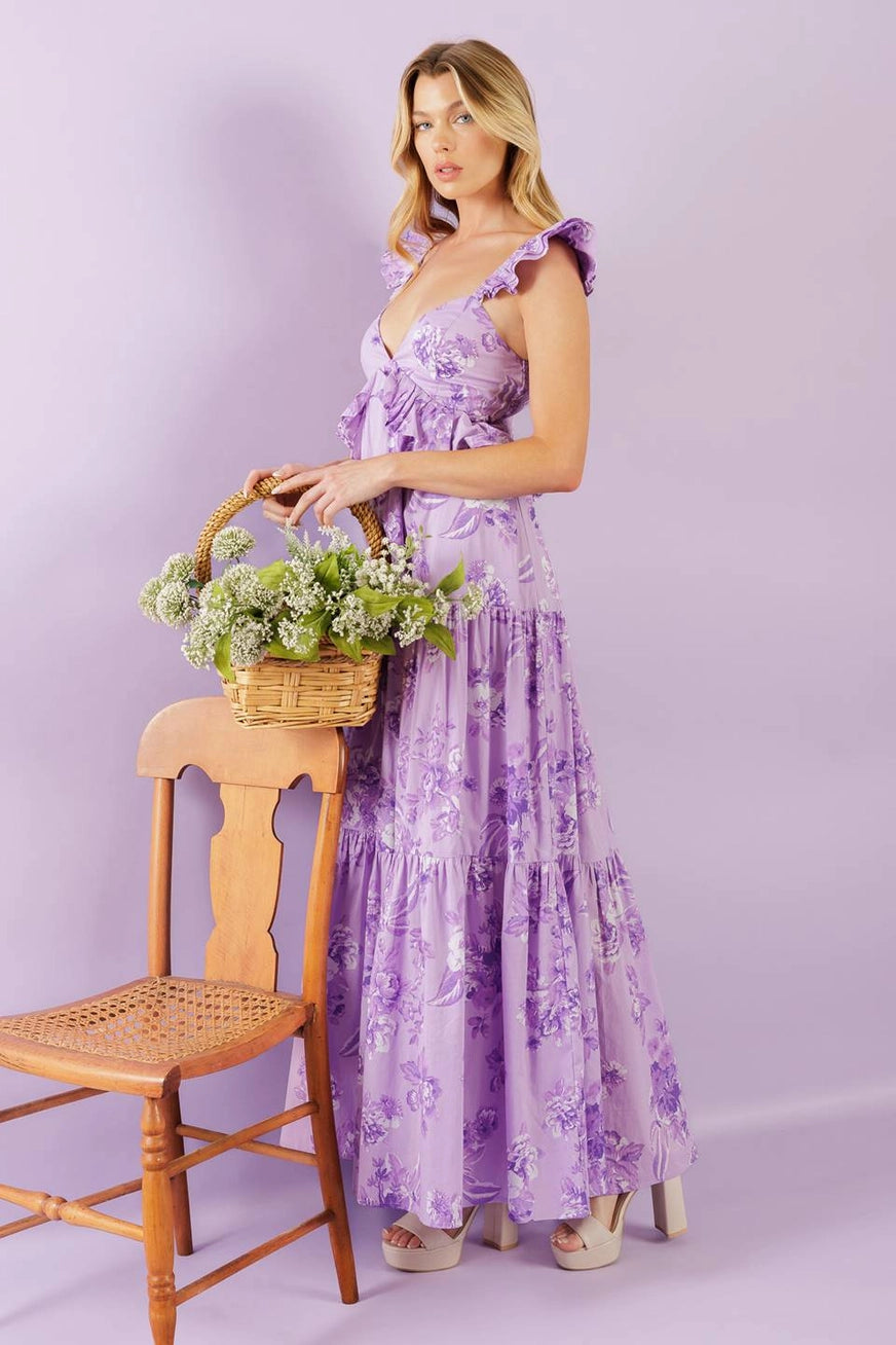 Lavender Floral Print Dress