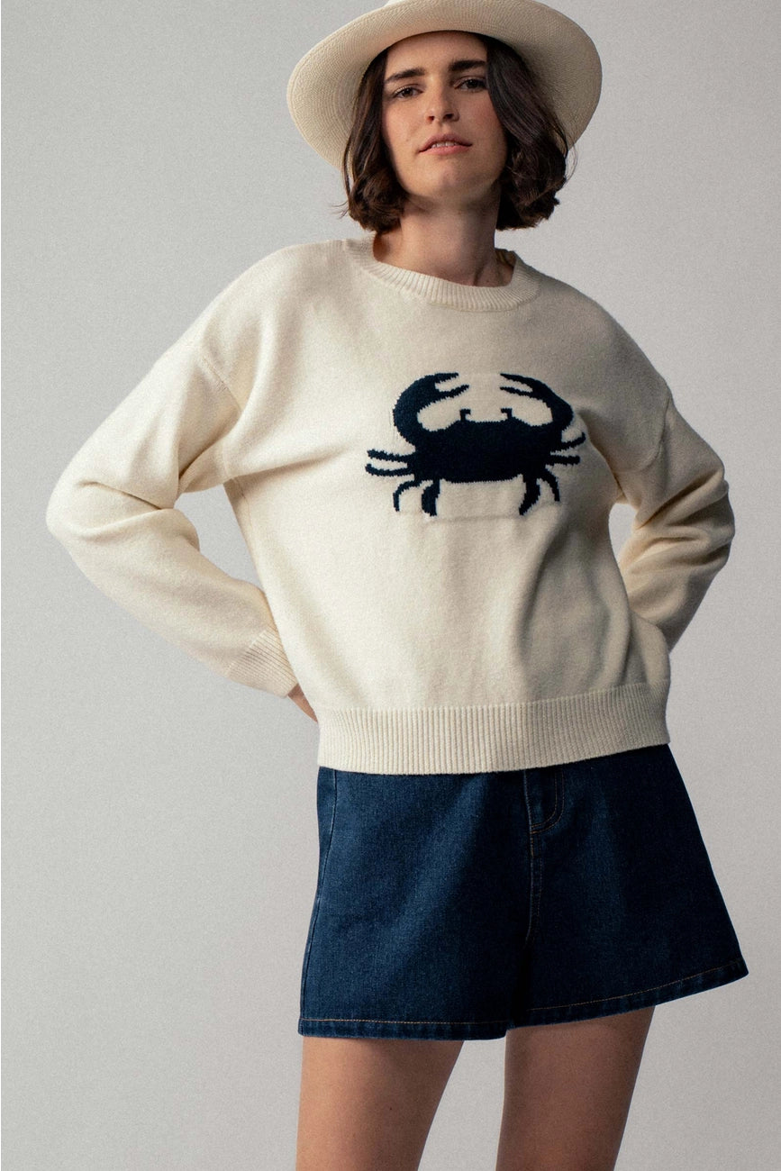 Navy Crab Sweater