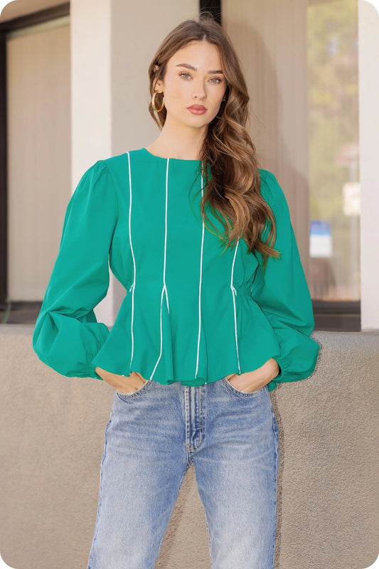 Green Long Sleeve Blouse