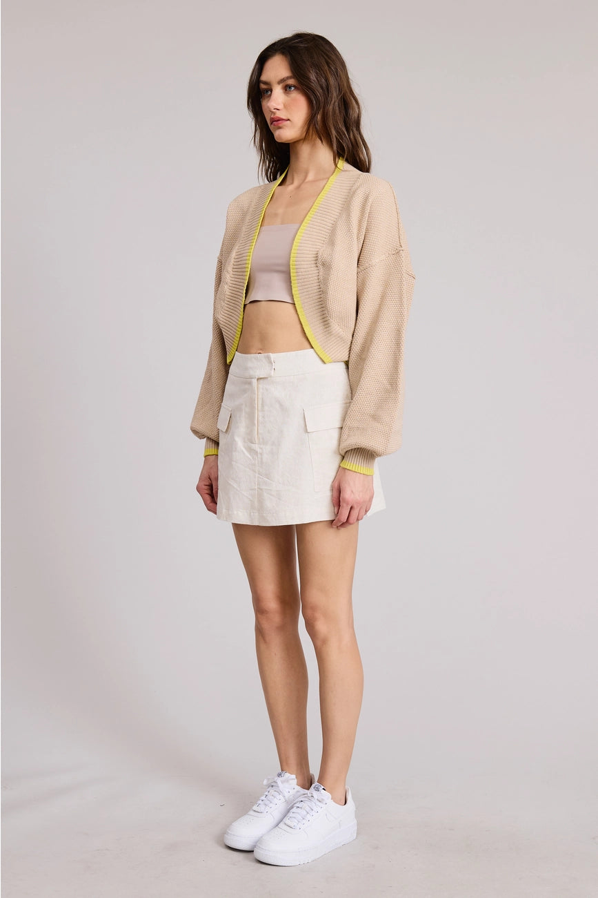 Contrast Color Nude Cardigan