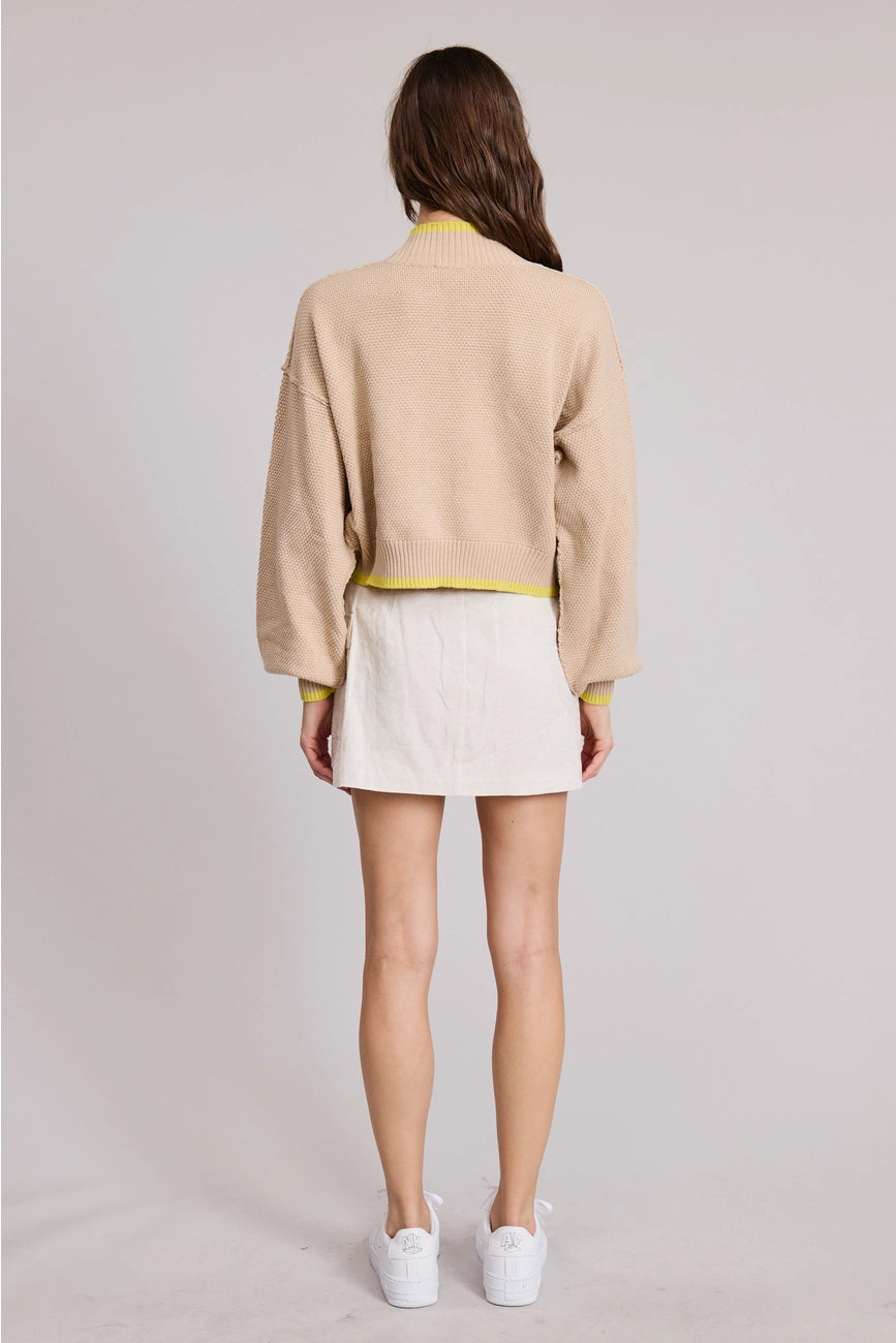 Contrast Color Nude Cardigan
