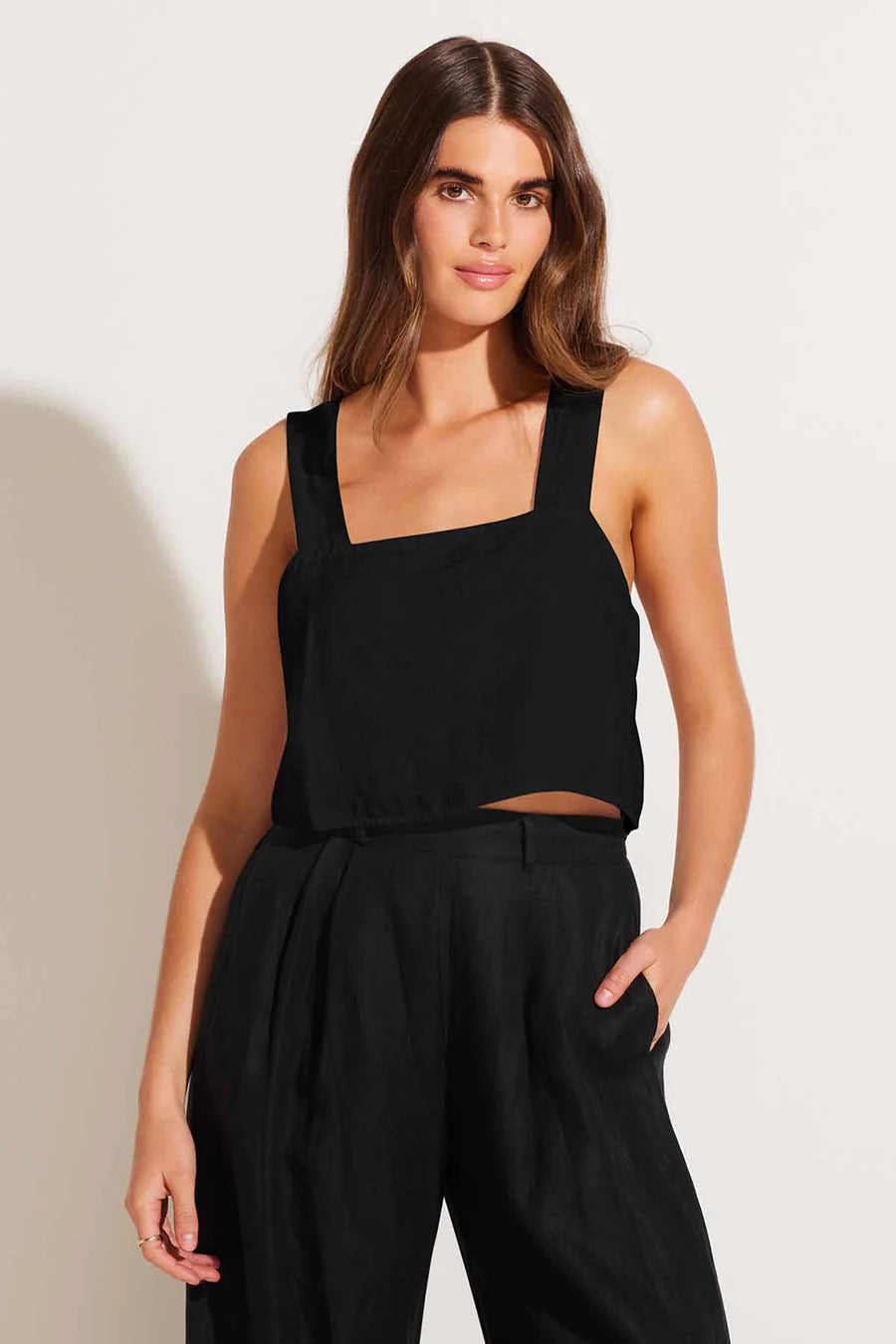 Tallows Linen Crop Top Black EcoLinen
