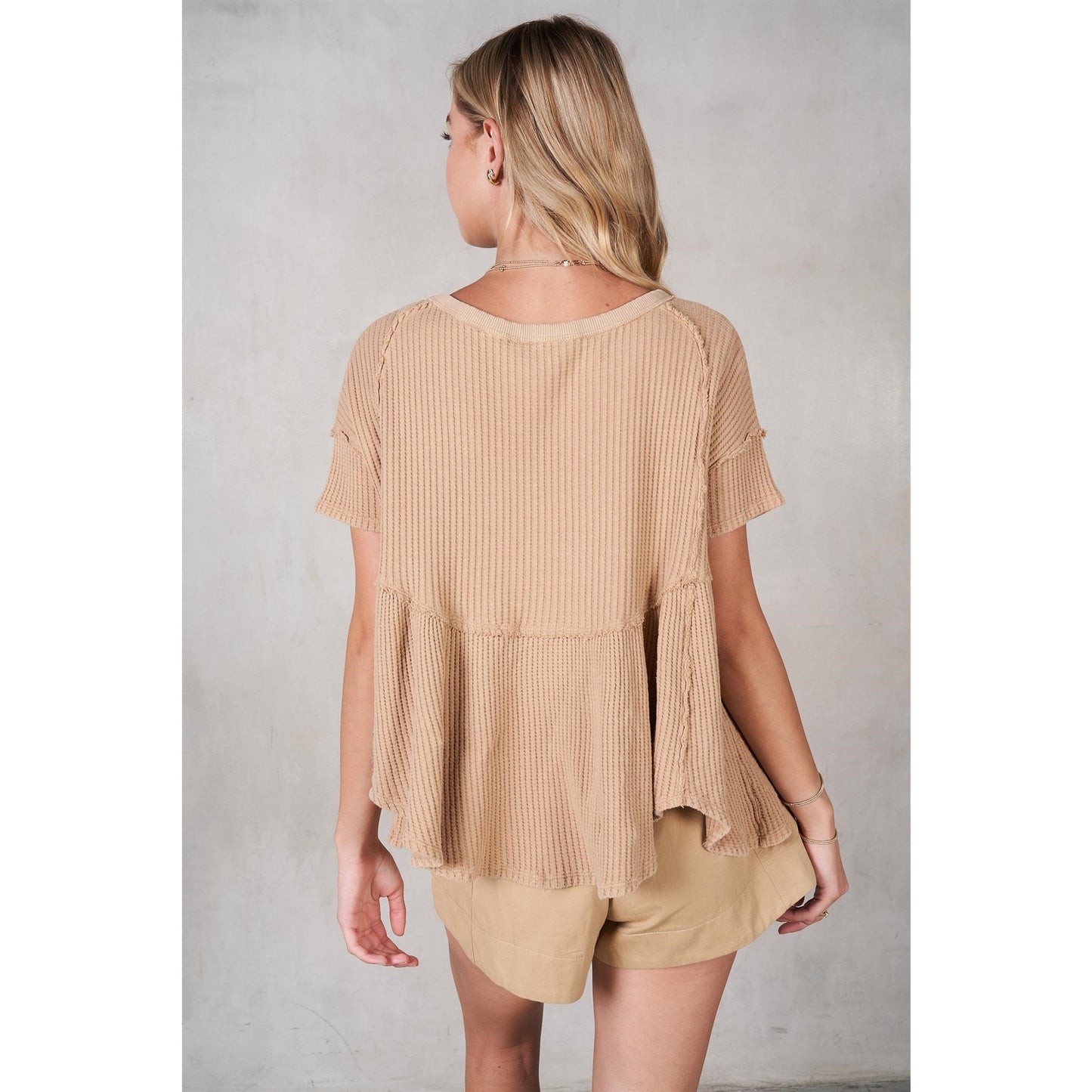 Tan Babydoll Raglan Top