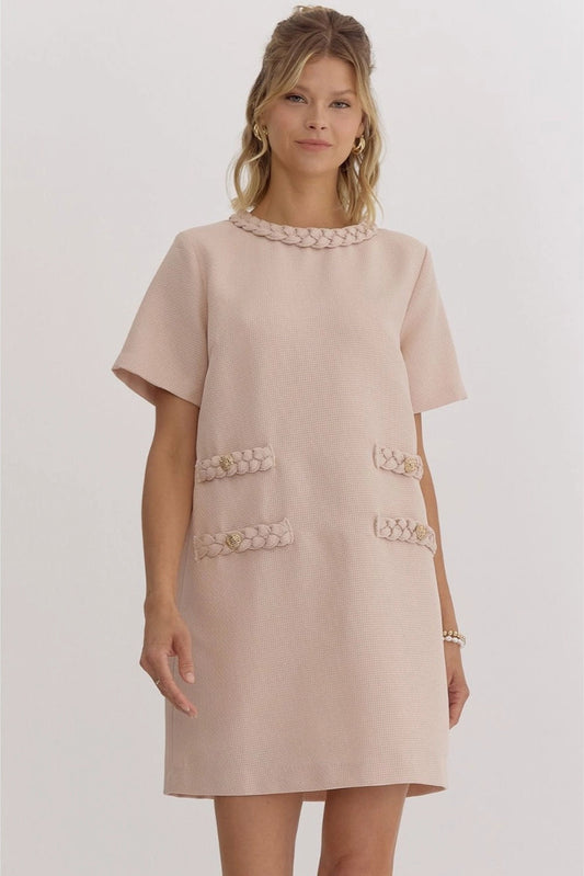 Taupe Tweed Mini Dress