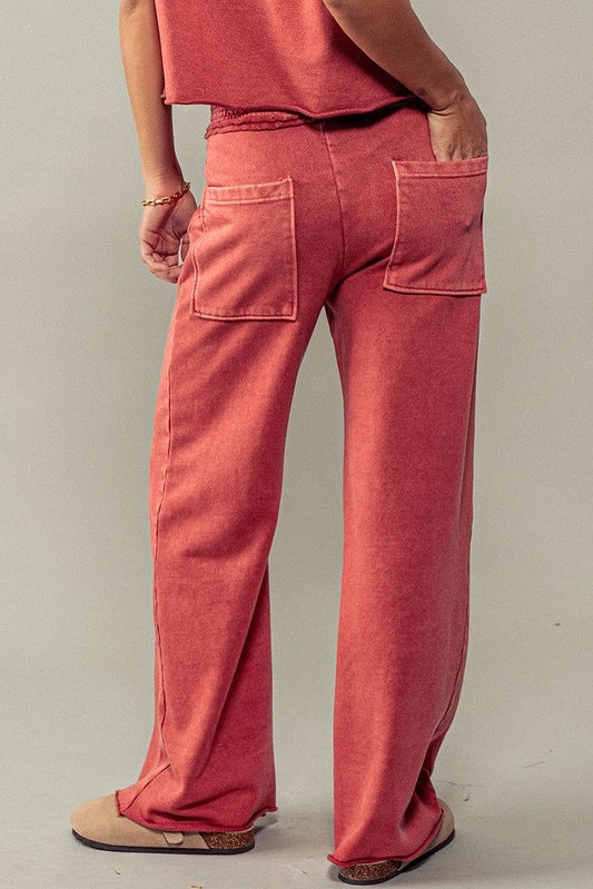 Tomato Cream Classic Mineral Washed Paneled Pants