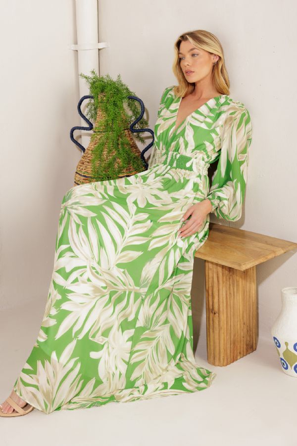 Tropical Palm Leaf Dress
