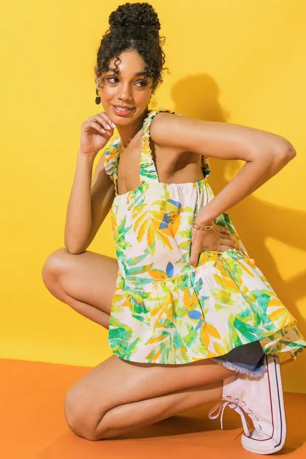 Island Queen Tropical Wide Strap Tank Top