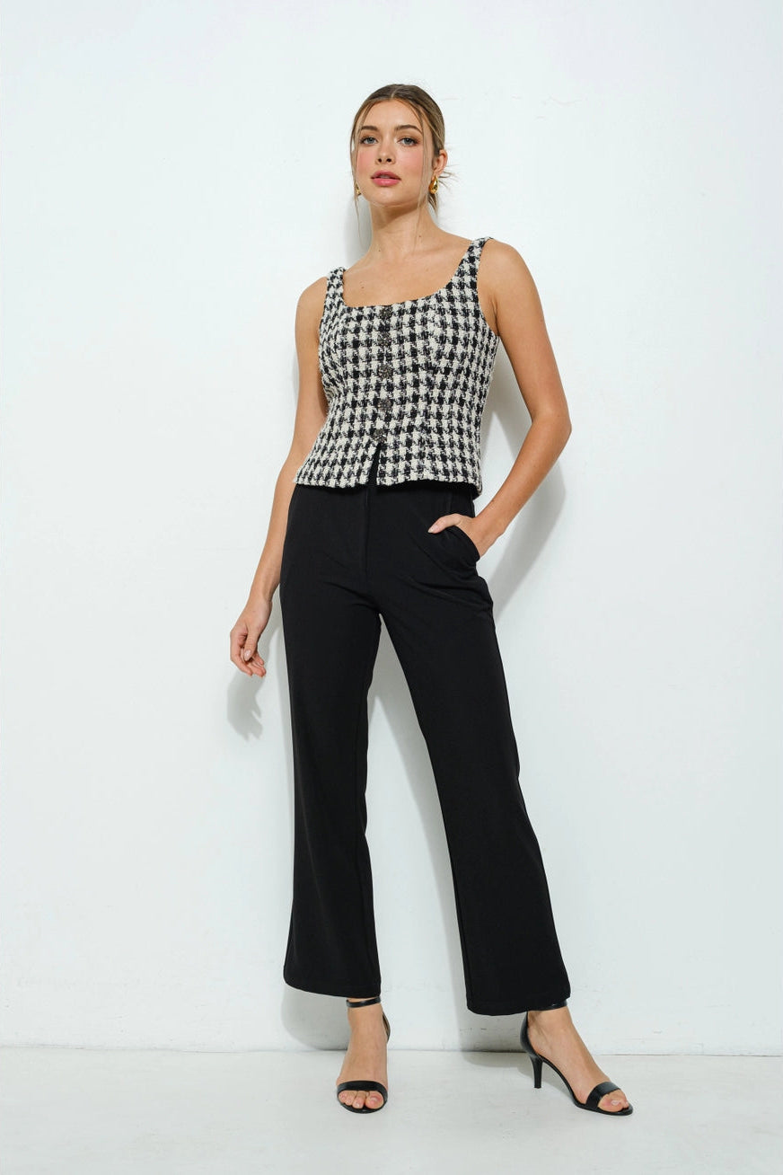 Tweed Square Neck Tank Top
