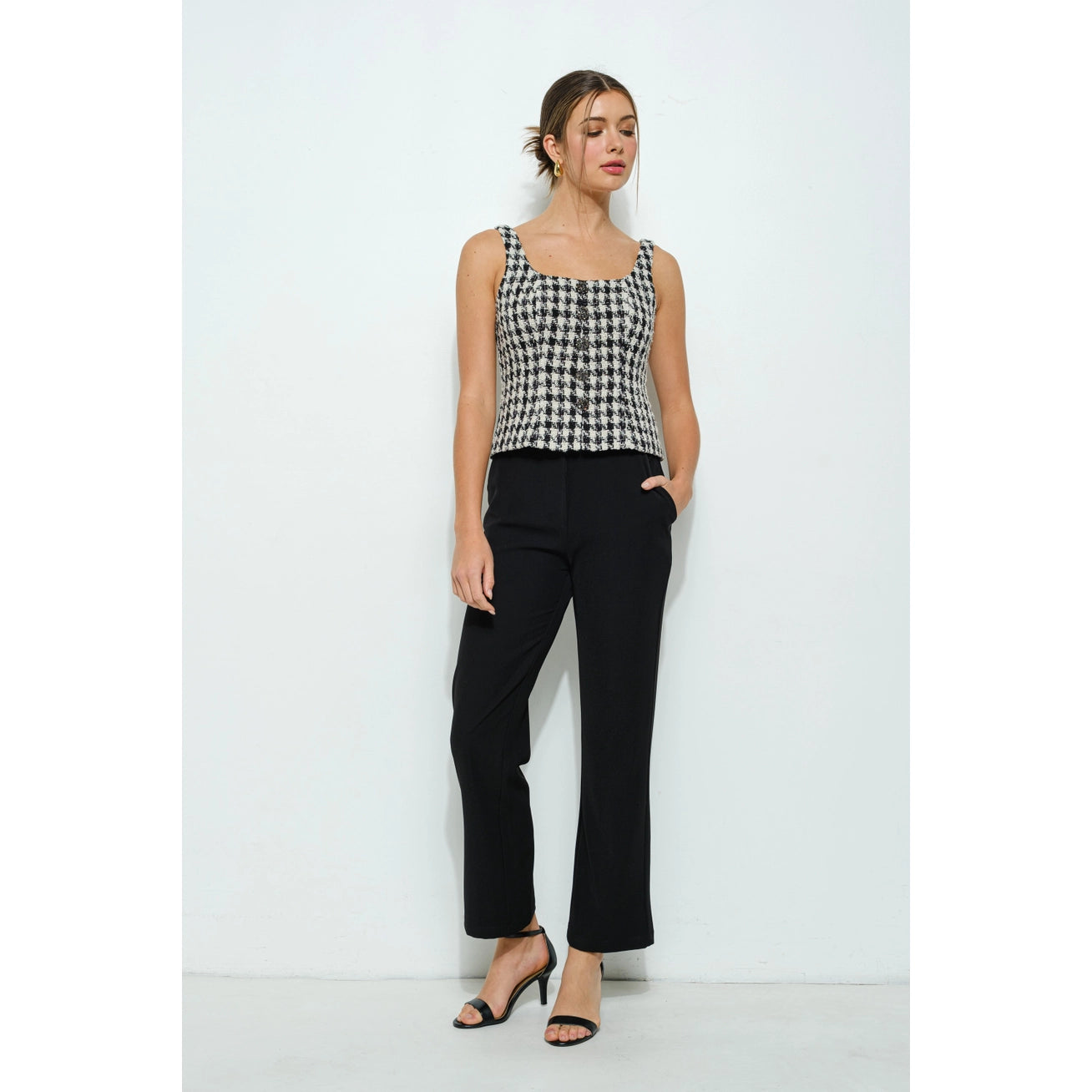 Tweed Square Neck Tank Top
