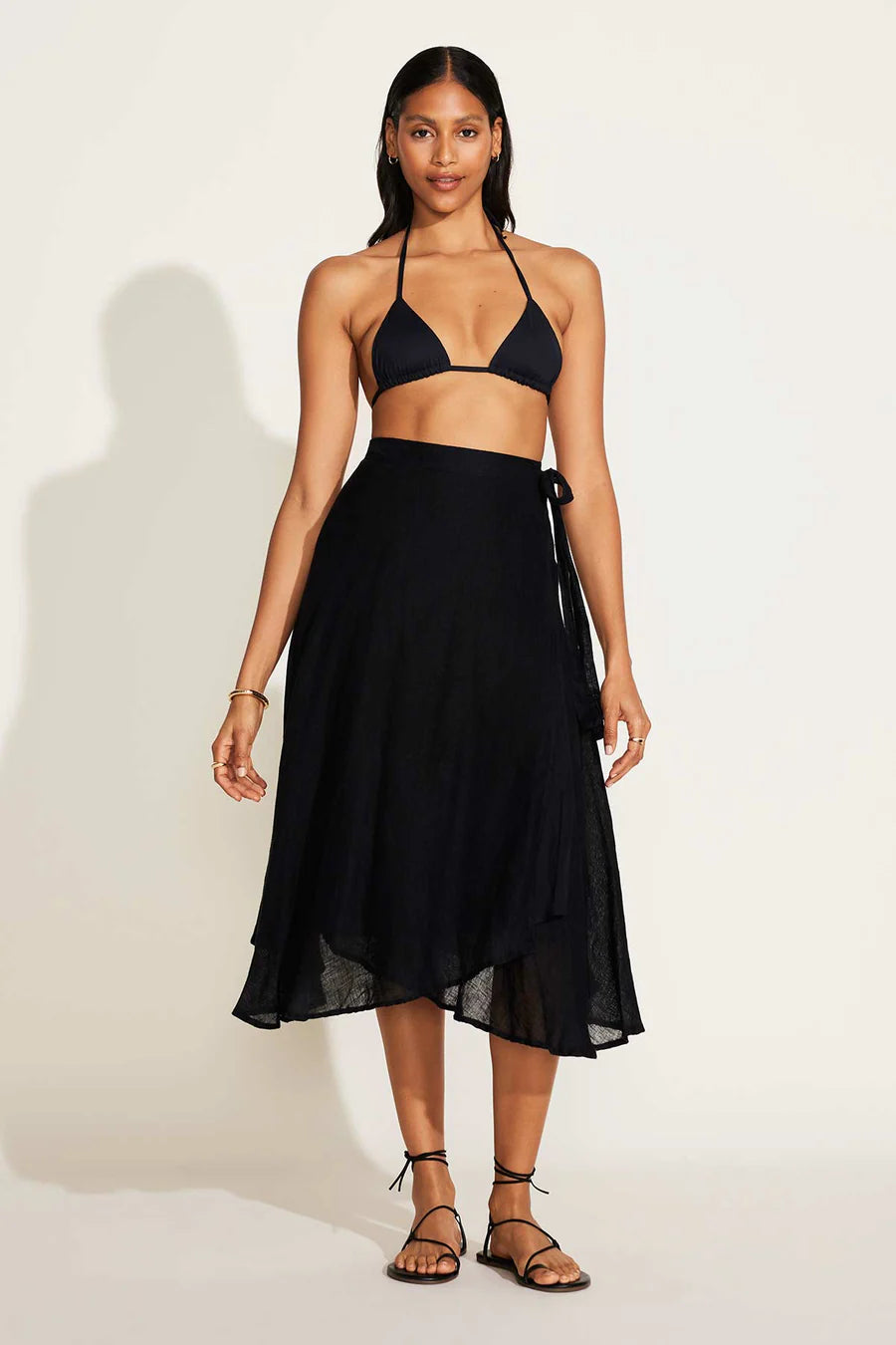 Lana Linen Wrap Skirt Black EcoLinen