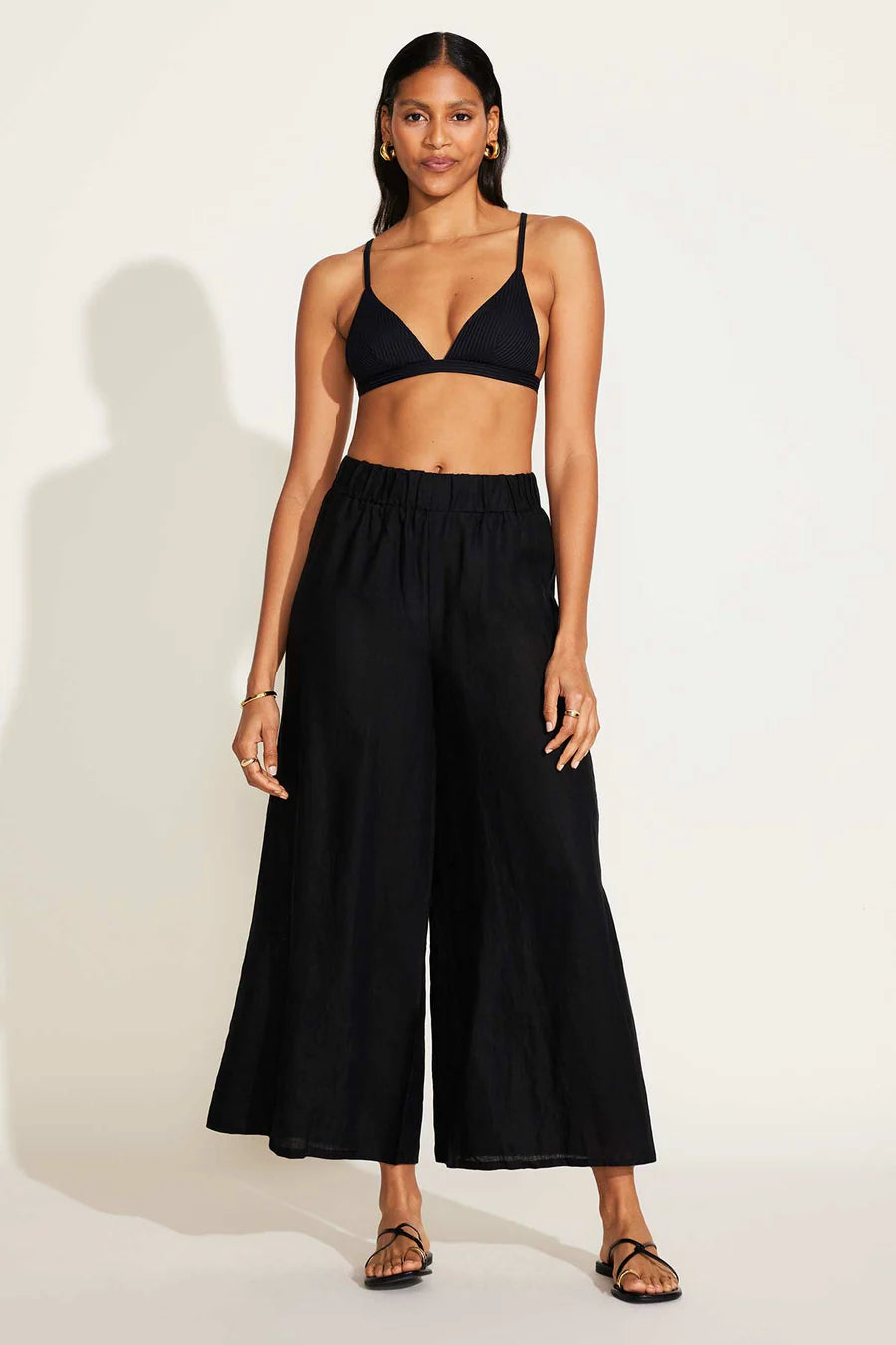 Tallows Linen Wide Leg Pant Black EcoLinen