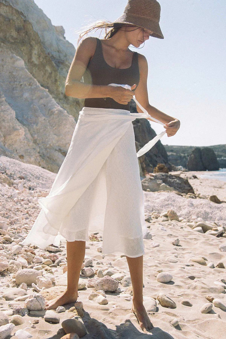 Lana Linen Wrap Skirt White EcoLinen