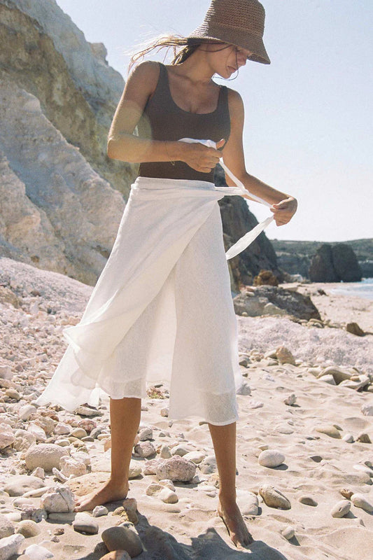 Lana Linen Wrap Skirt White EcoLinen