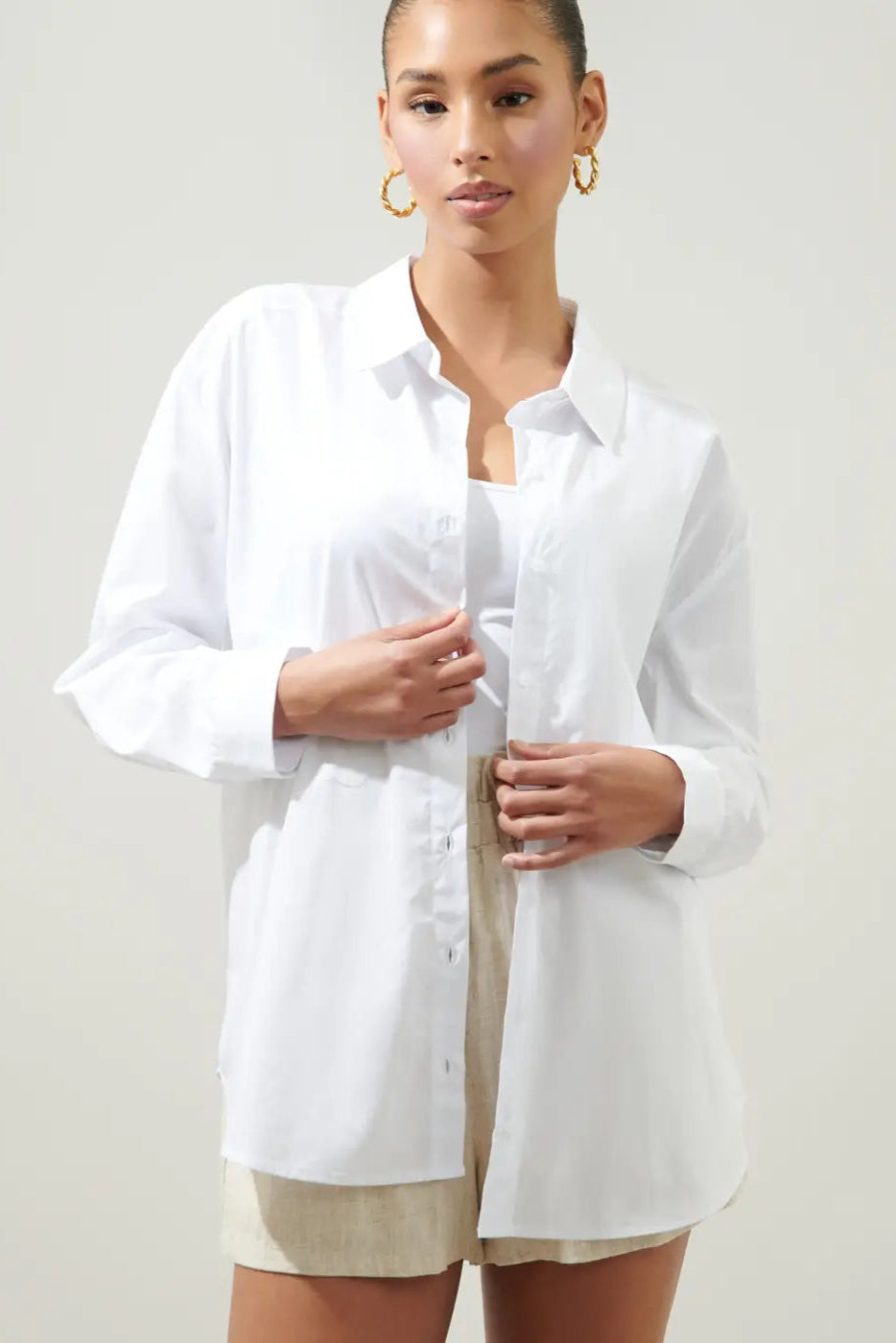 White Oversized Button Down Shirt